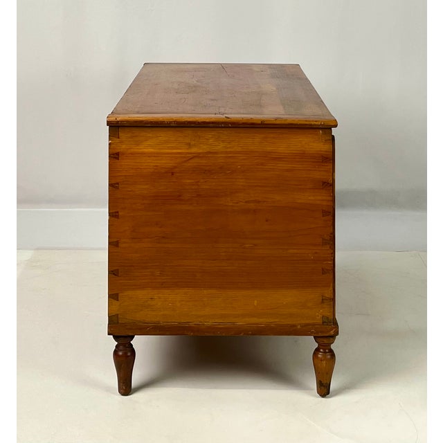 Antique Hand-Dovetailed Pine Storage Trunk / Blanket Chest on Turned Legs For Sale - Image 10 of 15