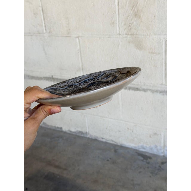 Ceramic Shallow Bowl Sgraffito a Mythical Creature Motif Johgus Bornholm Mid-Century 1960s For Sale In Los Angeles - Image 6 of 9