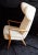 Wood Vintage Ahorn Wood Frame Beige Velour Fabric Cover Wing Chair, 1970s For Sale - Image 7 of 9