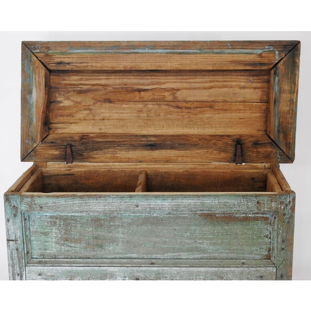 Turquoise 20th Century Rustic Lift Top Storage Chest For Sale - Image 8 of 11