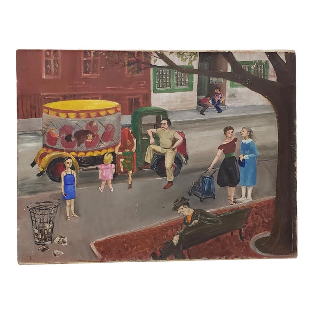 American Folk Art Oil Painting by Patten Hansom Maximoff C.1940s For Sale