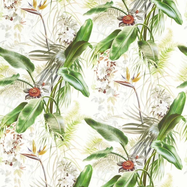 Zoffany Paradise Row Fabric in Evergreen - a Sample For Sale