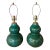 Vintage Pair Gourd Green Crackle Glaze Porcelain Table Lamps Newly Wired Brass For Sale
