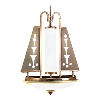 Art Deco Chrome and Murano Glass Chandelier for Pietro Chiesa for Fontana Arte For Sale