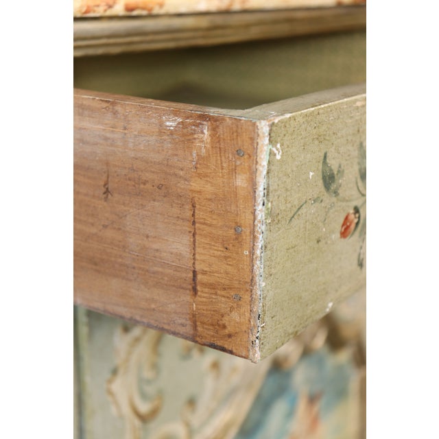Italian Venetian Style Distressed Painted Sideboard With Faux Marble Top For Sale - Image 12 of 14