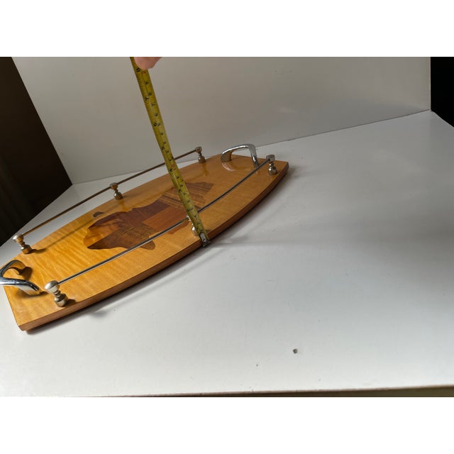 Vintage Australian Intarsia Serving Tray by Australian Mulga, 1970s For Sale - Image 6 of 9