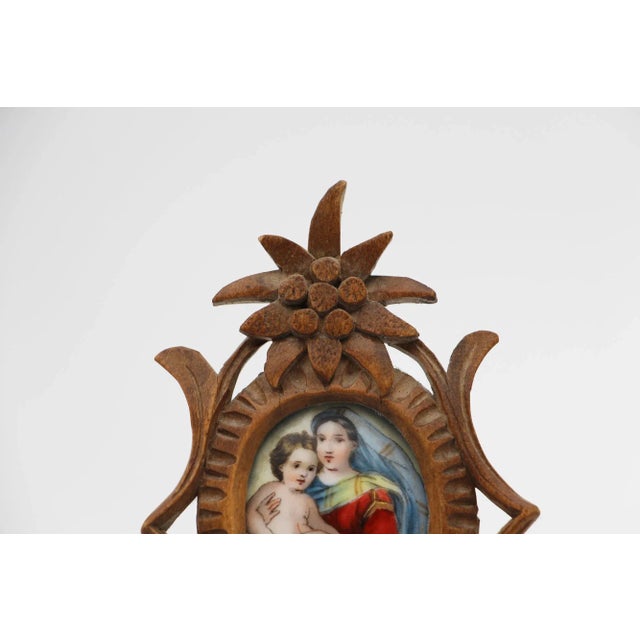 Origin: Germany. Circa: 19th Century. Material: Hand Painted Porcelain Plaque, Wooden Frame. Item condition: Minor chips...