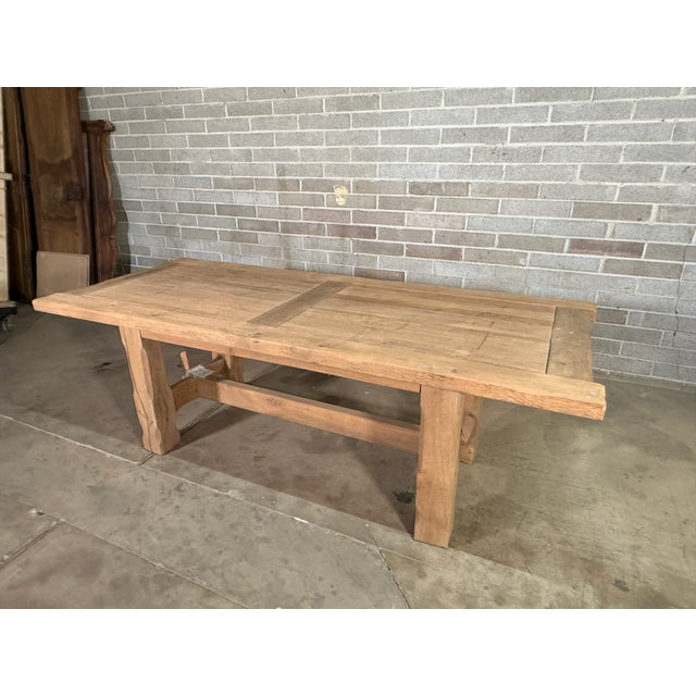 New 19th Century styled French Pine Farm Table. Unique table purchased in France. Beautiful condition, see detailed photos.