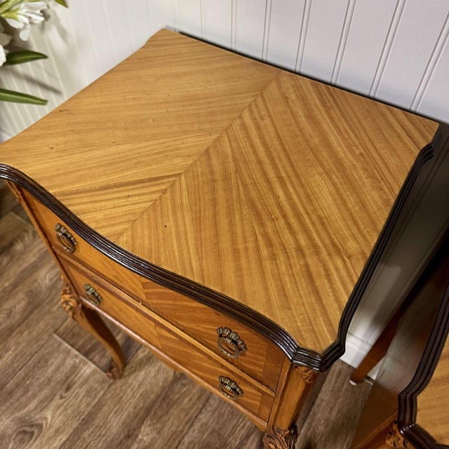 Brown Vintage Ca. 1930s Ornate French Provincial Nightstands, Pair For Sale - Image 8 of 18