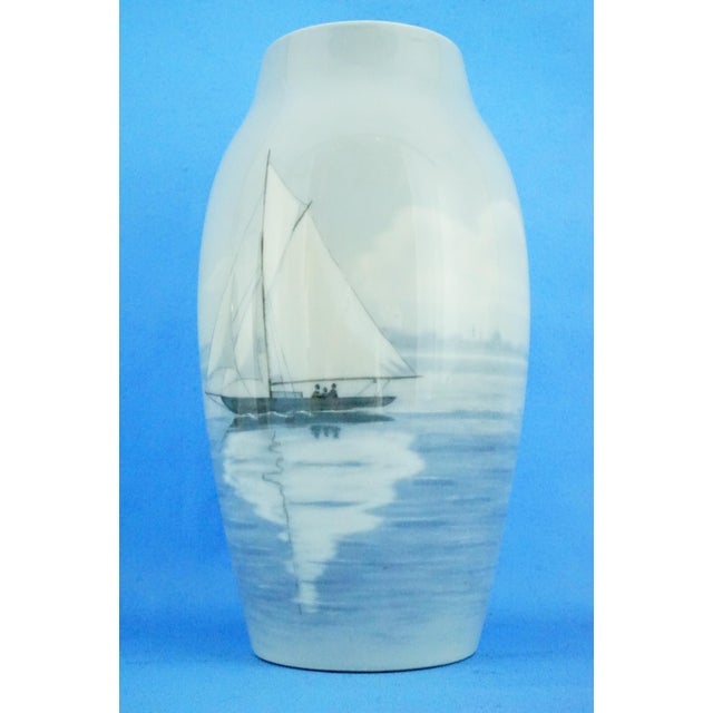 Ceramic 20th Century Danish Porcelain Model 8552-243 Vase with Sailing Ship by Bing & Grøndahl, Denmark, 1920s For Sale - Image 7 of 18