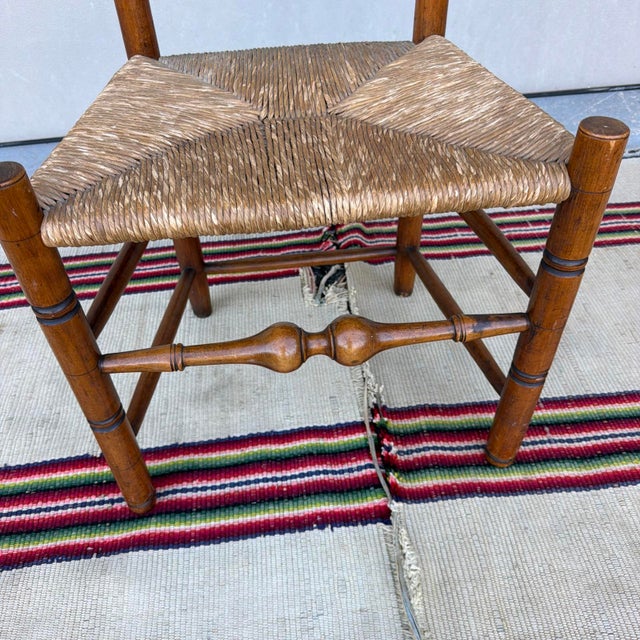 18th Century Antique Hudson Valley of New York, Queen Anne Turned Side Chair With Rush Seat, 18th Century For Sale - Image 5 of 18