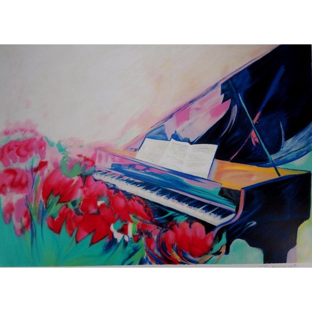 Claude HEMERET (1929) Piano and sheet music Original color lithograph Signed in pencil On BFK Rives Vellum 75 x 54 cm (c....