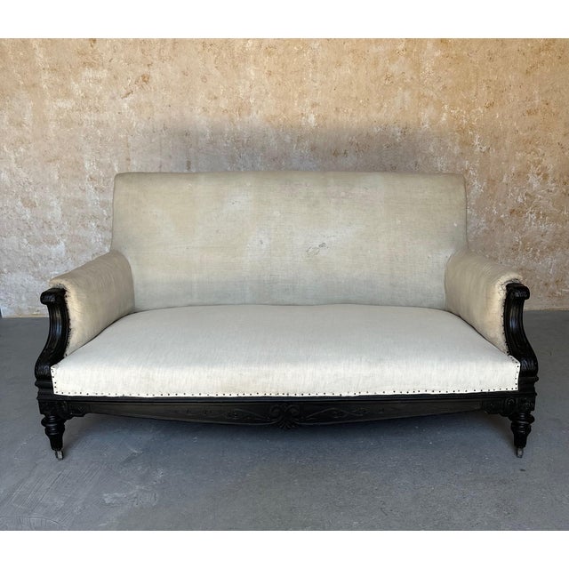French Napoleon III Sofa With Painted Frame For Sale - Image 9 of 12
