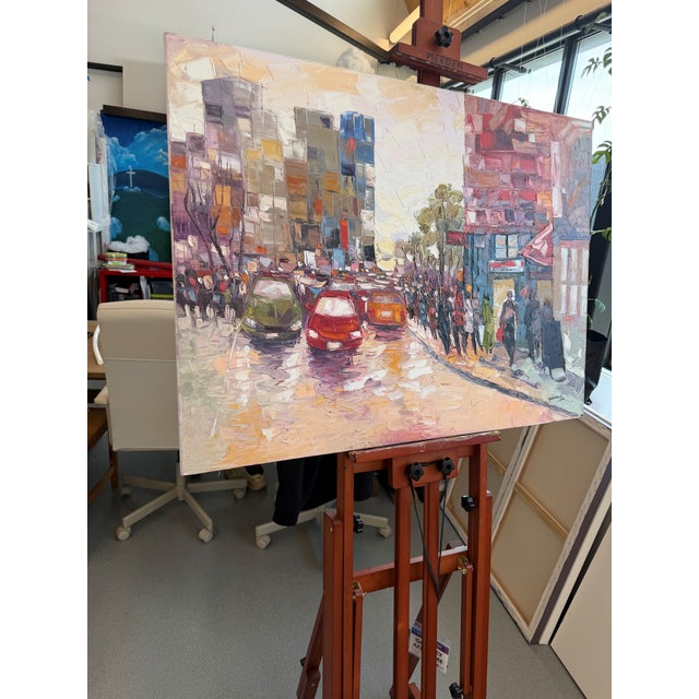 I painted City Glow: The Afternoon Rush to capture the vibrant energy and organized chaos of a city in motion. The...
