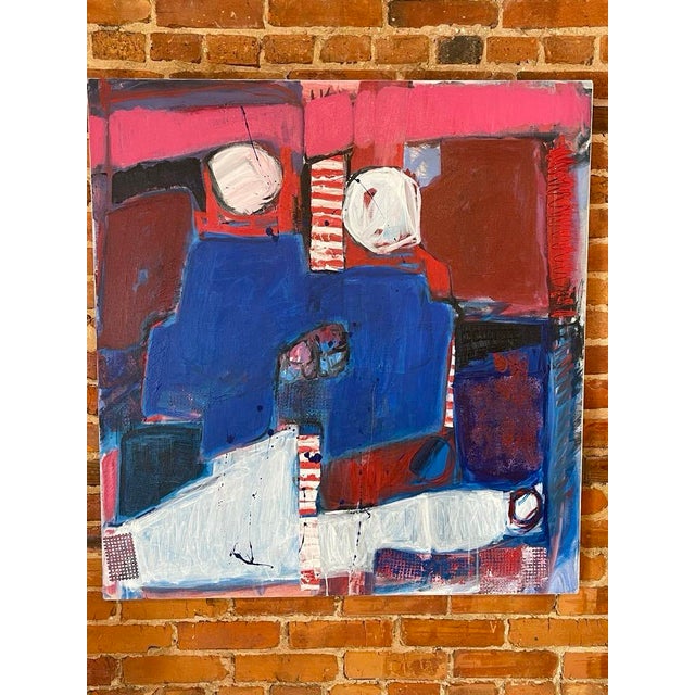 Plastic 1990s Raggedy Ann & Andy Abstract Acrylic Painting For Sale - Image 7 of 9