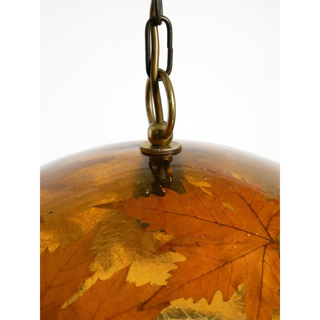 Large Italian Resin Pendant Lamp with Embedded Maple Leaves, 1970s For Sale - Image 18 of 18