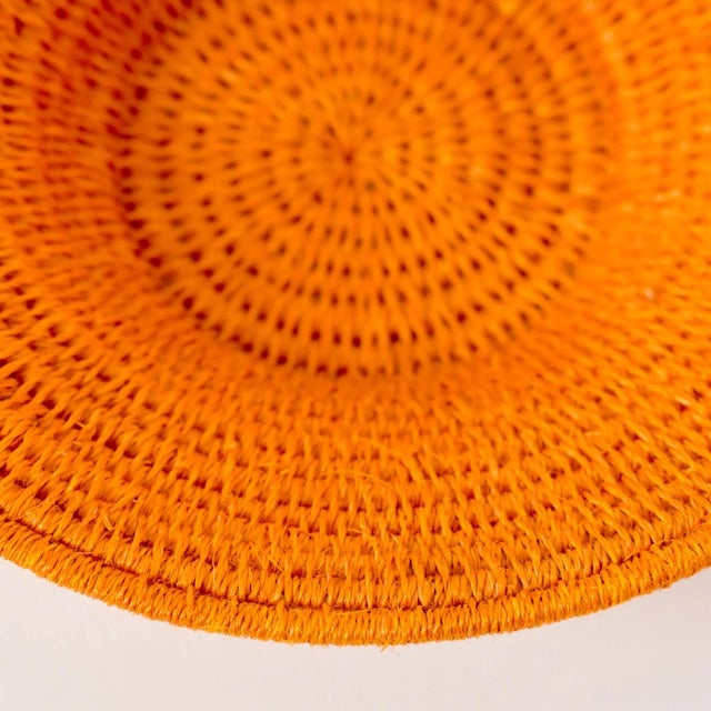Early 20th Century Sisal Handwoven Basket Orange Eswatini 6Inch For Sale - Image 4 of 7