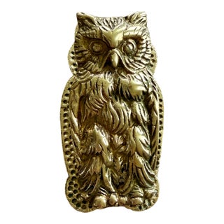 Vintage Brass Owl Wall Clip For Sale