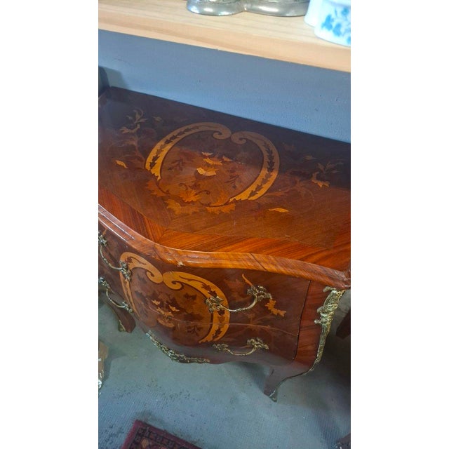 Vintage Louis XV Style Marquetry Commode, 1970 For Sale - Image 3 of 9