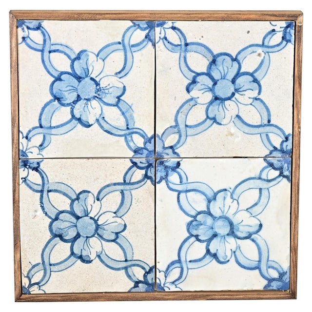 Wood Framed Set of 18th Century Portuguese Tiles For Sale - Image 7 of 7