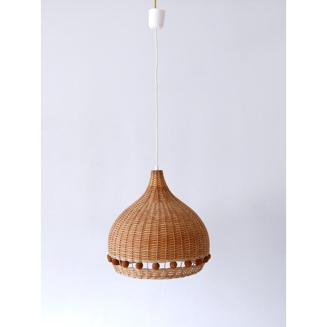 1960s Mid-Century Modern Rattan Tulip Pendant Lamp, Germany, 1960s For Sale - Image 5 of 18