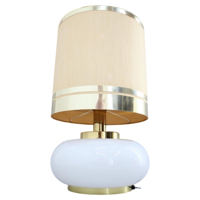 Large Glass and Brass Table Lamp, Italy, 1970s For Sale