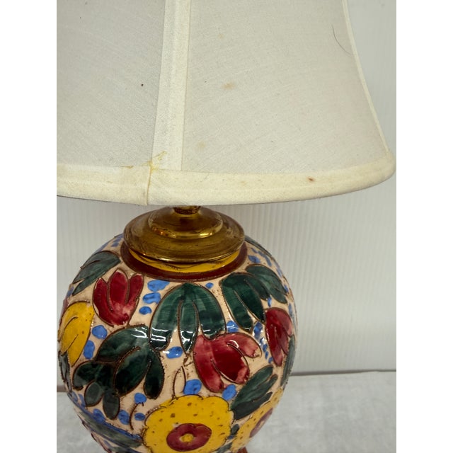 Majolica Sgrafitto Table Lamp, Italian For Sale - Image 10 of 12