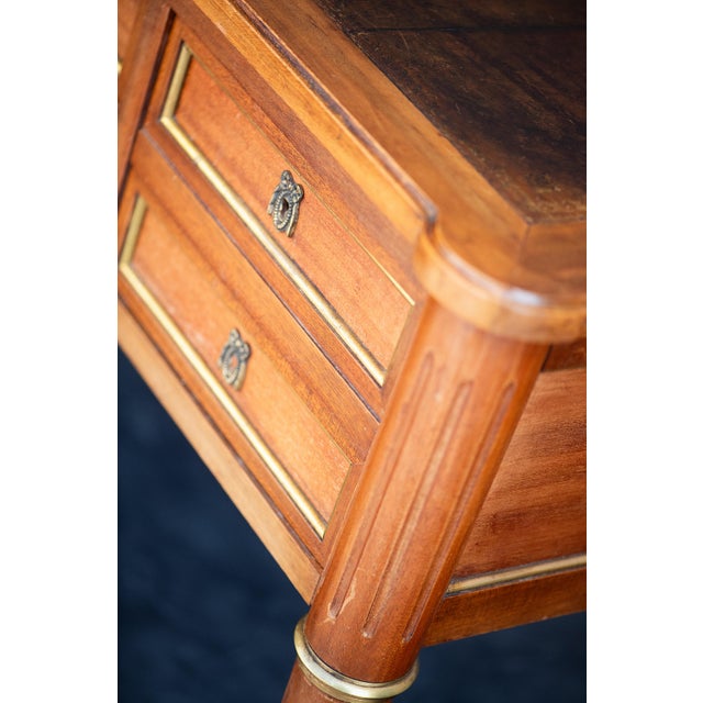 Louis XVI Style Writing Table or Desk of Walnut With Leather Top From France For Sale In Austin - Image 6 of 16
