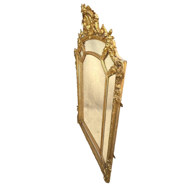 Large French Gilt Overmantle Mirror, 1860s For Sale - Image 3 of 12