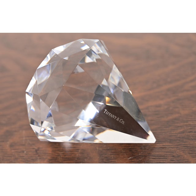 Tiffany & Co. Crystal Glass Diamond Faceted Paperweight For Sale In South Bend - Image 6 of 8