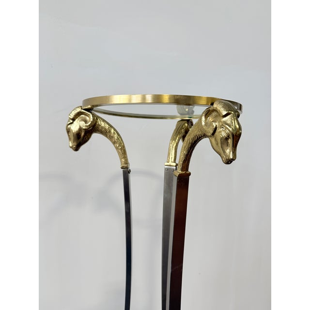 Modern Pair, Jansen Style Italian Ram's Head Pedestal Tables or Stands MCM For Sale - Image 3 of 9