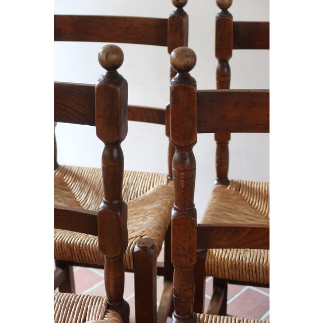 Beige Oak and Rush Dining Chairs in the style of Charles Dudouyt, France, 1940s, Set of 6 For Sale - Image 8 of 18