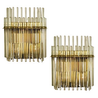 Square Glass Wall Sconces attributed to Gaetano Sciolari for Lightolier, 1960s For Sale