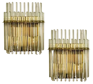 Square Glass Wall Sconces attributed to Gaetano Sciolari for Lightolier, 1960s