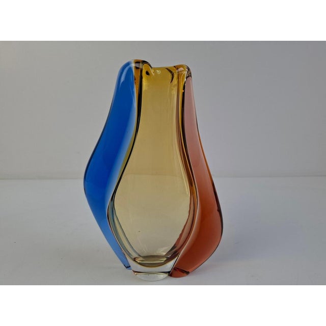 Sculptural Czech art glass vase designed by Hana Machovská and produced at the Mstišov glassworks in Czechoslovakia during...