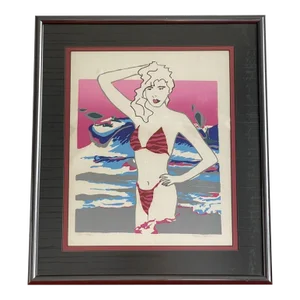 1988 Pop Art Zebra Print Bathing Suit New Wave Graphic Framed Signed Stenstrom