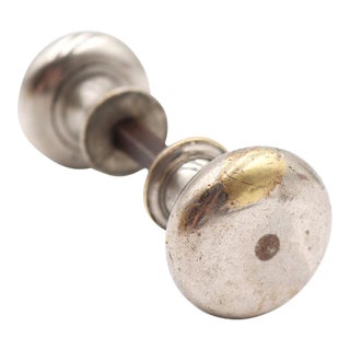 Pair of Vintage 1.625 In. Nickel Plated Brass Door Knobs For Sale