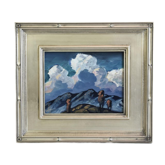 Early 21st Century William Hawkins Majestic Skies and Mountainous Landscape Oil Painting Including the Antiqued Silver Gilt Wood Frame For Sale - Image 5 of 7