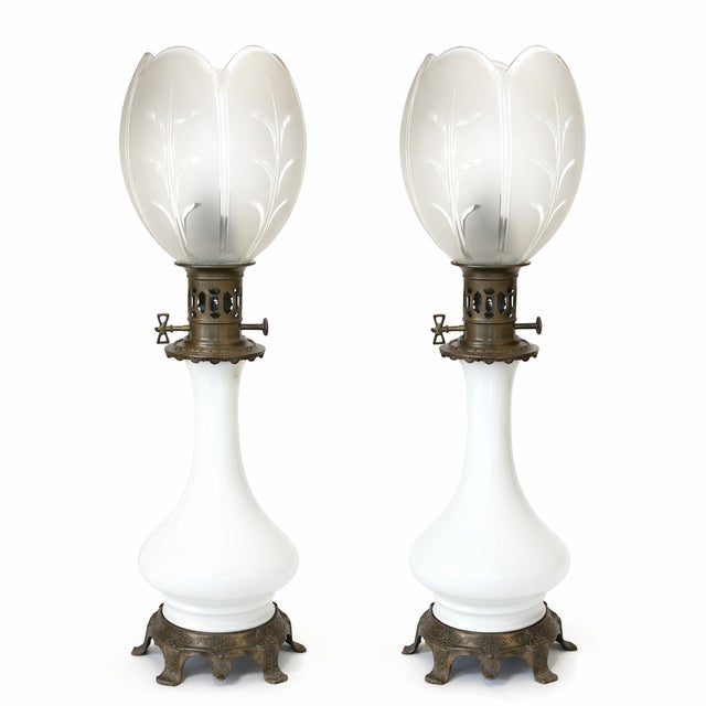Large 19th Century Oil Lamps, Set of 2 For Sale - Image 10 of 10