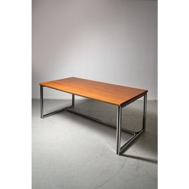Large desk by Gastone Rinaldi for Thema Italy Wonderful wood top. This piece is attributed to the mentioned...