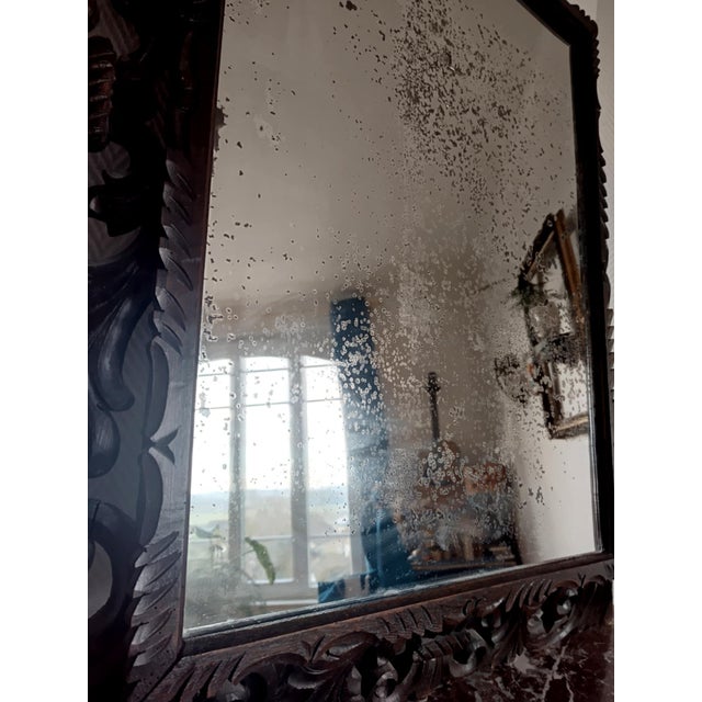 Neo-Gothic Mirror in Carved Oak, 1940 For Sale - Image 9 of 14