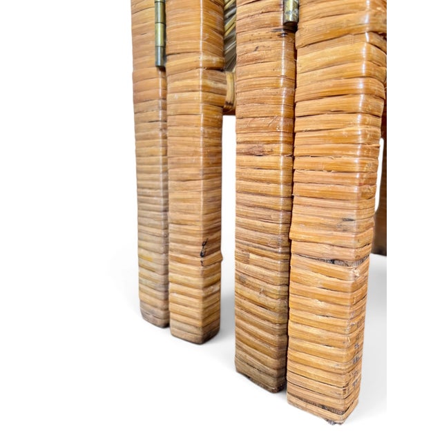 Vintage Woven Rattan Sunburst Four-Panel Room Divider Screen For Sale - Image 9 of 11
