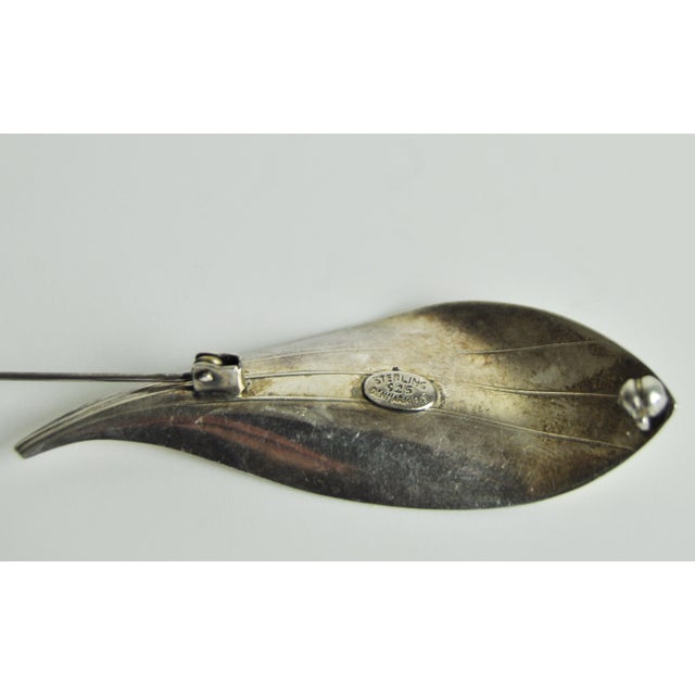 Vintage Sterling Silver Leaf Brooch from Hermann Siersbøl, 1950s For Sale - Image 4 of 7
