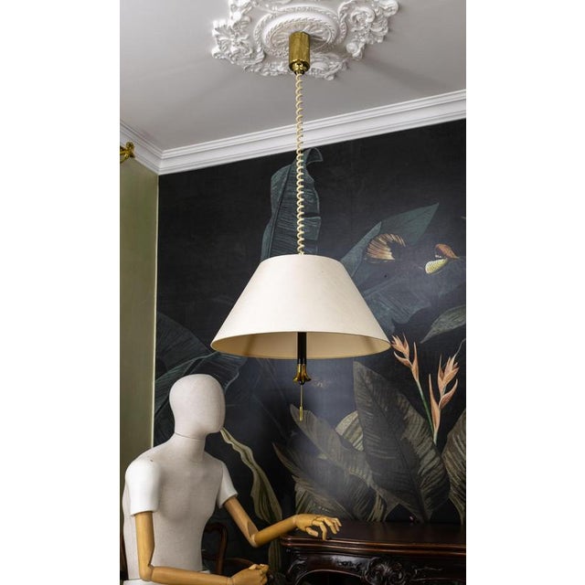 Large Adjustable Brass and Light Beige 5-Light Pendant Lamp, 1980s For Sale - Image 14 of 18