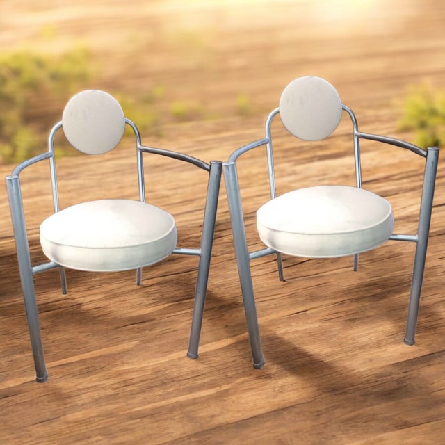 1970s White Circle Bistro Chairs - Set of 2 For Sale - Image 4 of 8