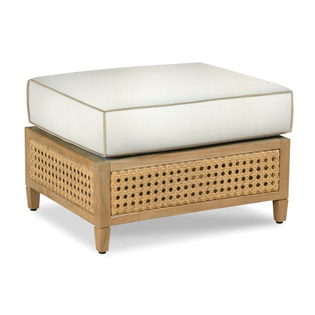 Traditional Keys Ottoman, White and Coal For Sale - Image 3 of 3