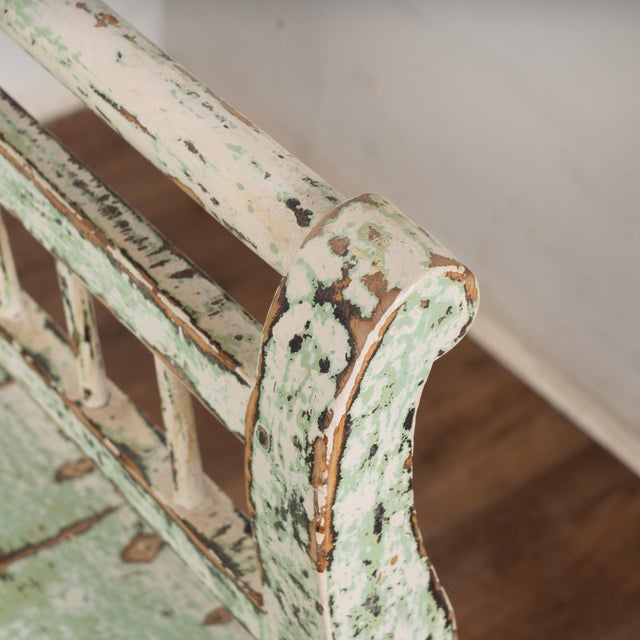 19th Century Green Painted Pine Bench From Hungary For Sale - Image 9 of 10