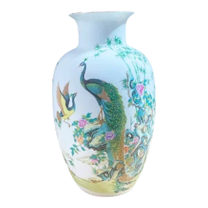 Chinoiserie Porcelain Egg Shell Vase 14" H