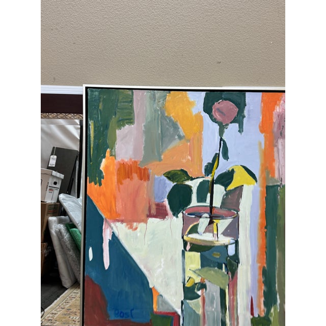 Marius L. Bosc Rose in Vase, Reflections in Water Oil Painting, Signed For Sale - Image 12 of 12