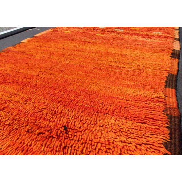 Mid 20th Century Vintage Small Moroccan Boujaad Rug in Variegated Saffron and Orange Colors 3 X 7 For Sale - Image 5 of 6